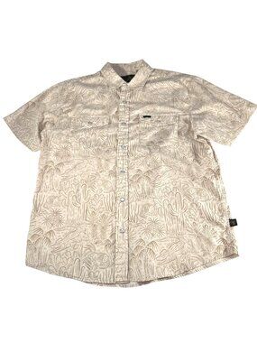 Howler Brothers Mens Pearl Snap Western Shirt Beige Desert AOP Size Medium